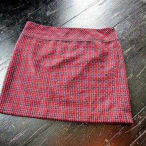LOFT Women's Red Tweed Knit Winter Mini Skirt Size 12 Preppy Sexy Tumblrcore